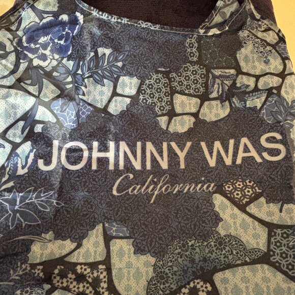 Johnny Was Blue Nylon Silky Tote Bag - Picture 3 of 13